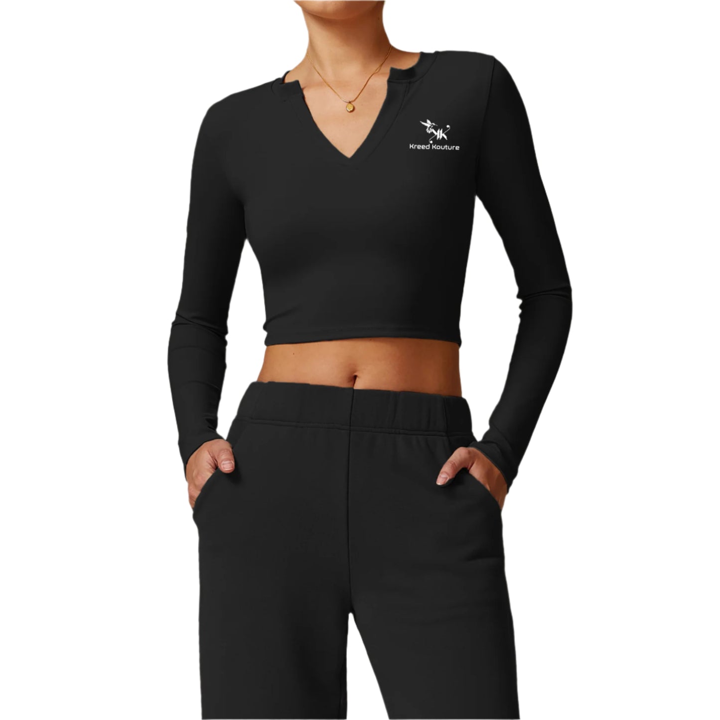 Long sleeve V-neck crop top