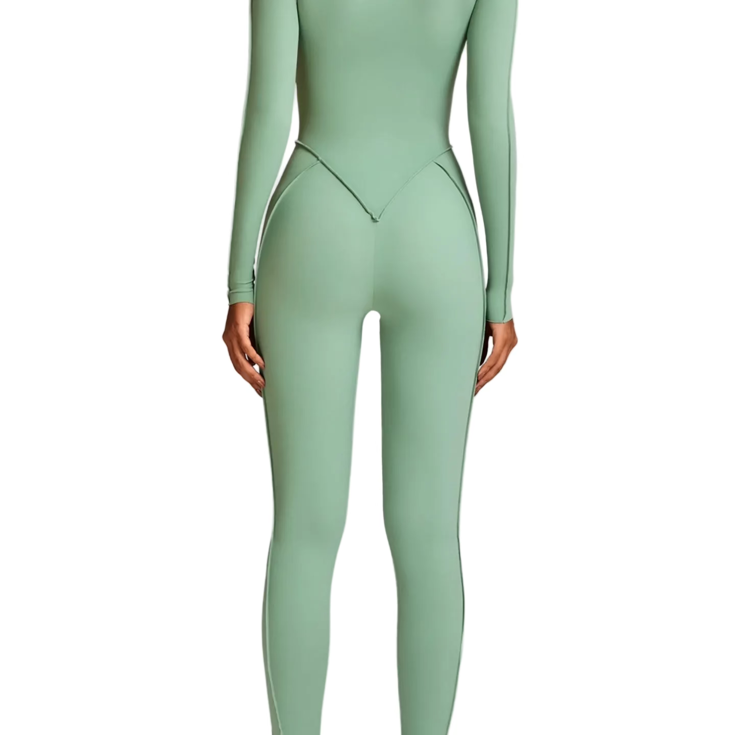 Green bodysuit on a plain background