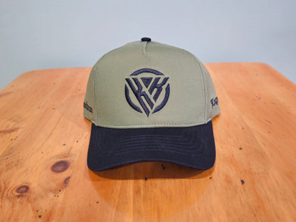 Cap with a logo on a wooden surface