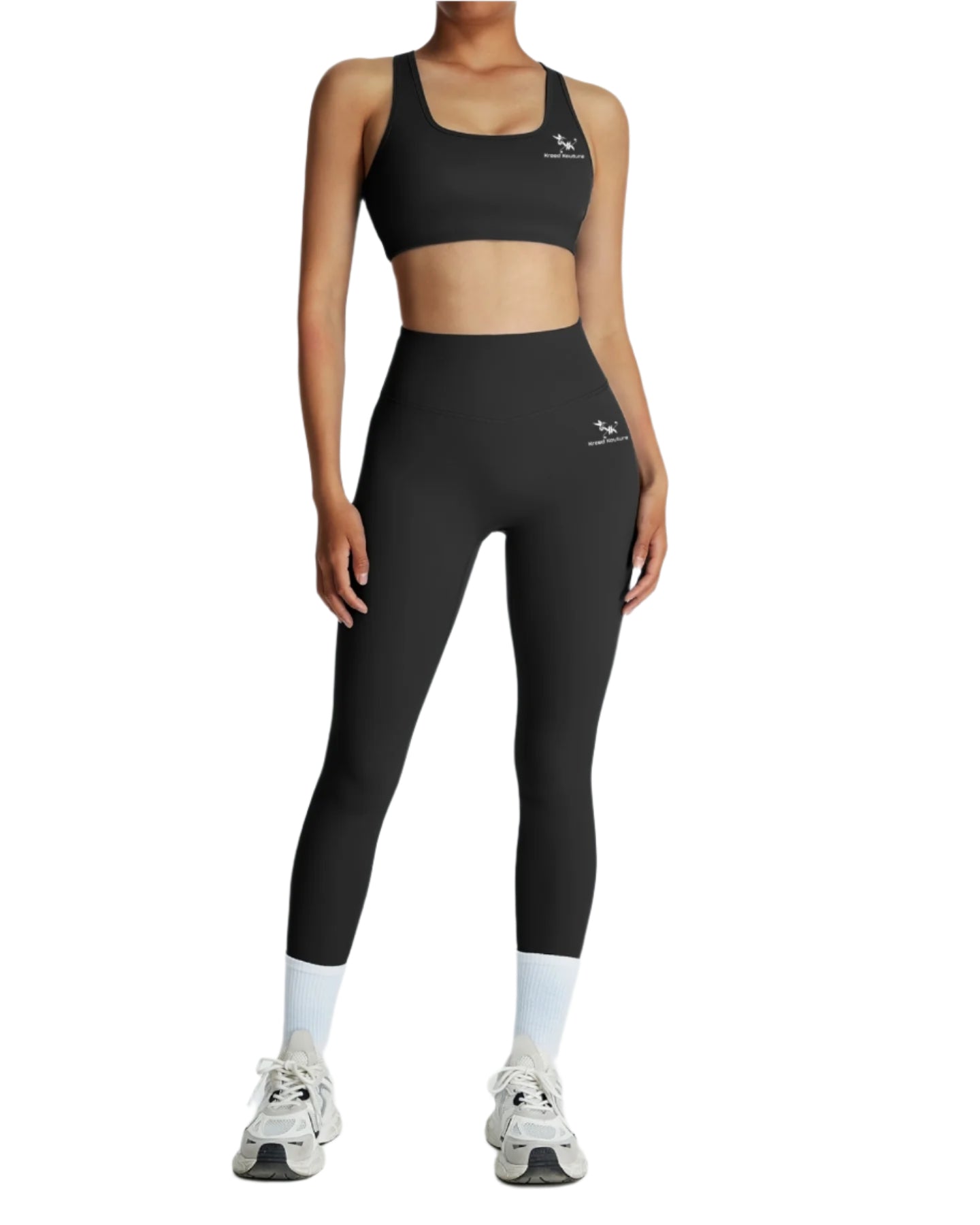 Gym wear sports set cross bra and square back