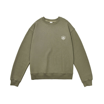Green sweatshirt with a small logo on a white background